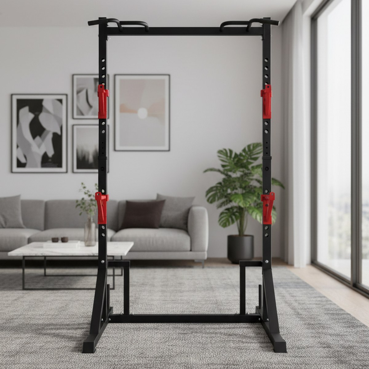Home Bar And Gym - แร็คปรับระดับได้พร้อมบาร์ดึงข้อ สำหรับออกกำลังกายที่บ้าน แท่นสควอท อุปกรณ์ฟิตเนสสำหรับงานหนัก