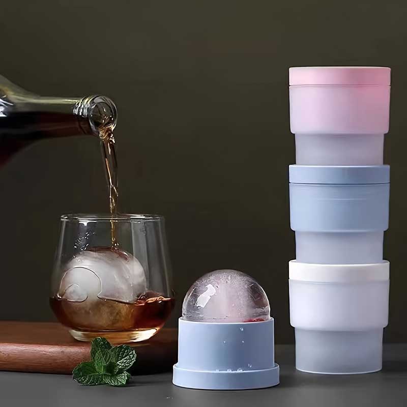 Ice Mold Sphere - เครื่องทำน้ำแข็งทรงกลม 3 ชิ้น, แม่พิมพ์น้ำแข็งทรงกลมเหมาะสำหรับวิสกี้, ค็อกเทล, น้ำผลไม้,