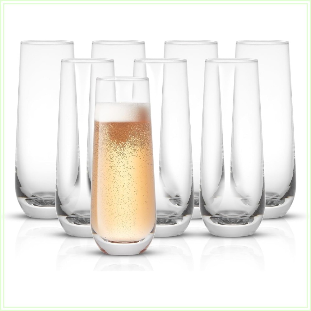 Highball Glass Set - ชุดแก้วแชมเปญไม่มีก้าน 8 ใบ, แก้วคริสตัลขนาด 9.5 ออนซ์
