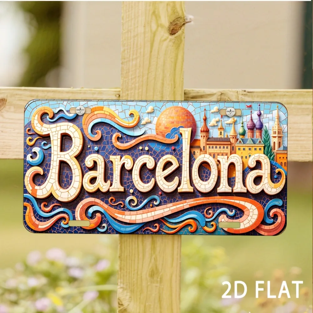 Home Barcelona - 2D Flat, ป้ายบาร์เซโลน่า-ทนทาน เหมาะสำหรับบ้าน คาเฟ่ ดีไซน์แบบดั้งเดิมพร้อมสีสันสดใส