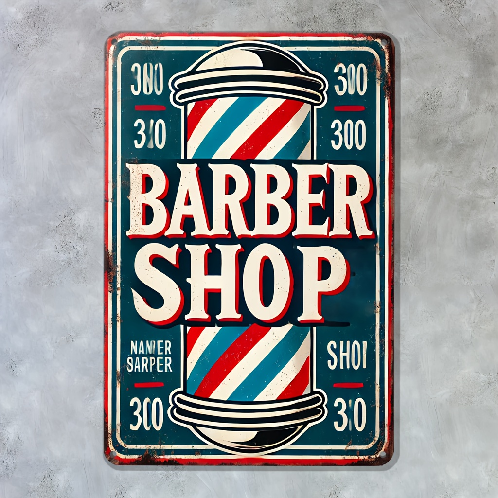 Home Barbershop - ป้ายร้านตัดผม ศิลปะติดผนังโลหะ - ของตกแต่งห้อง, ของตกแต่งบ้าน, ร้านกาแฟ,