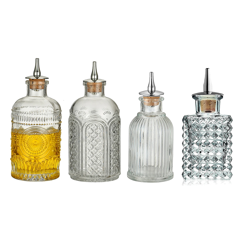 Bitters Bottle Set - ขวดค็อกเทลขมสไตล์วินเทจพร้อม Dasher Top Professional Bar อุปกรณ์เสริมบาร์เครื่องมือ