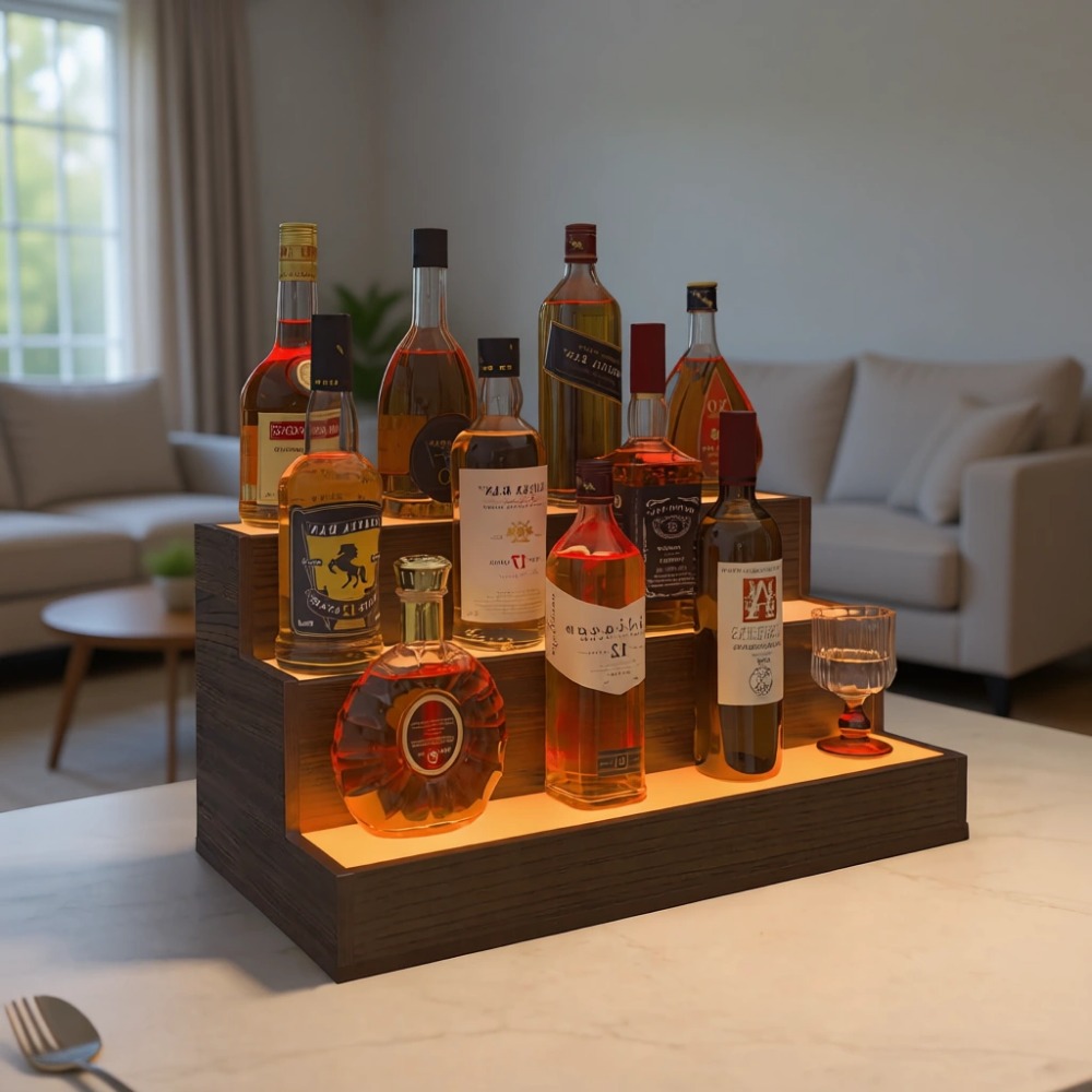 Home Bar Shelves - ชั้นวางขวดพร้อมไฟ LED สำหรับบาร์ในบ้าน | ชั้นวางวิสกี้, อุปกรณ์จัดเก็บ,