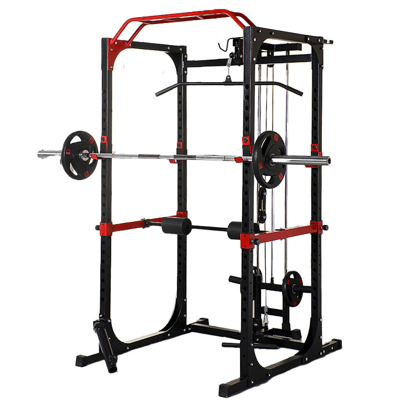 Home Bar And Gym - แร็คพาวเวอร์เคจสำหรับออกกำลังกายแบบมัลติฟังก์ชั่น พร้อมบาร์ดึงข้อแบบหลายจุด ปรับระดับความสูงได้ พร้อมราวจับนิรภัย สำหรับการฝึกความแข็งแรงในยิมที่บ้าน 1