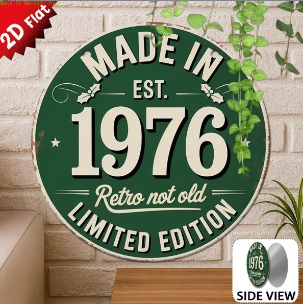 Home Bar Cafe - ป้ายโลหะทรงกลมแบน 2 มิติ สไตล์เรโทร ผลิตปี 1976