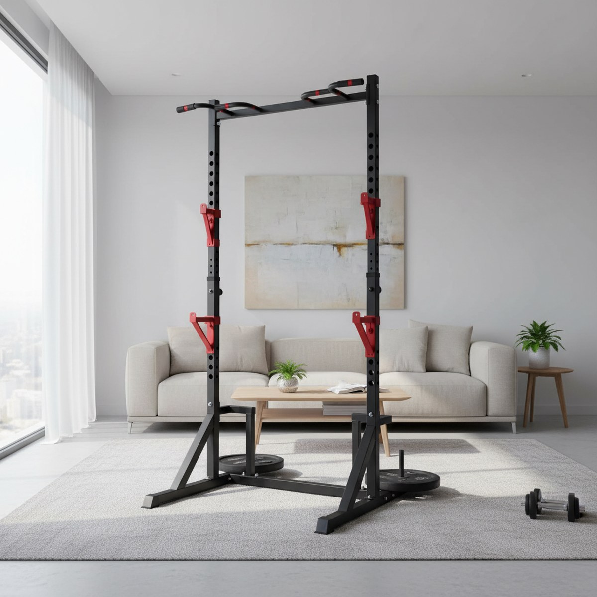 แร็คปรับระดับได้พร้อมบาร์ดึงข้ - Home Bar And Gym บทวิจารณ์และราคา