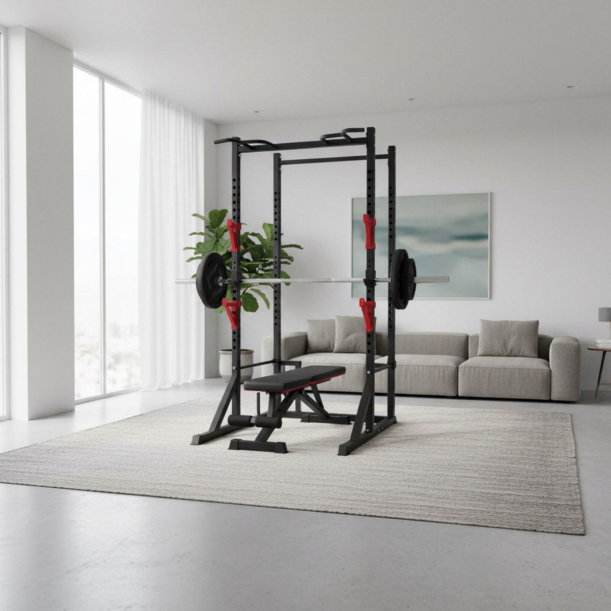 แร็คปรับระดับได้พร้อมบาร์ดึงข้ - Home Bar And Gym บทวิจารณ์และราคา