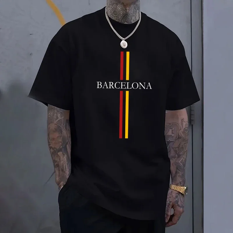 เสื้อยืดผ้าฝ้ายผู้ชายบาร์เซโลน - Home Barcelona บทวิจารณ์และราคา