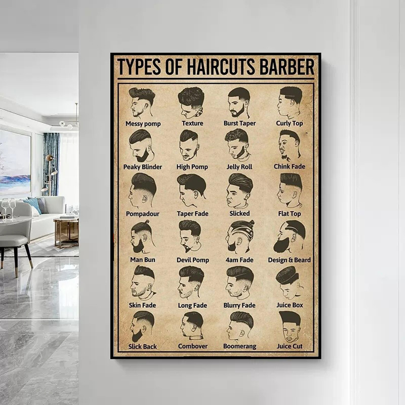 โปสเตอร์ร้านตัดผมแบบไร้กรอบ สไ - Home Barbershop บทวิจารณ์และราคา