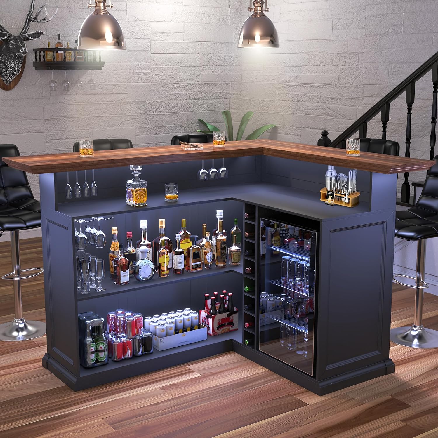 ตู้บาร์รูปตัว L พร้อมพื้นที่สำ - Home Bar And Fridge บทวิจารณ์และราคา